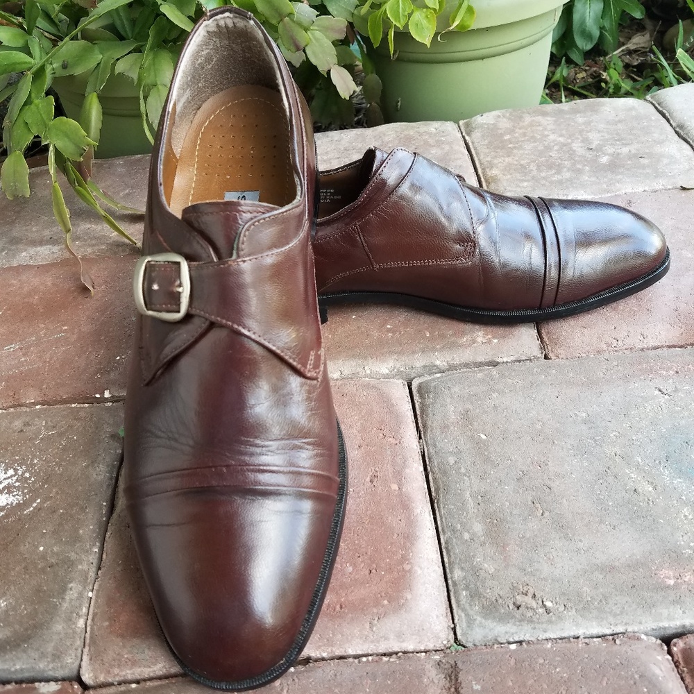 Stacy Adams Leather Monk Strap Buckle Loafers 10 M
